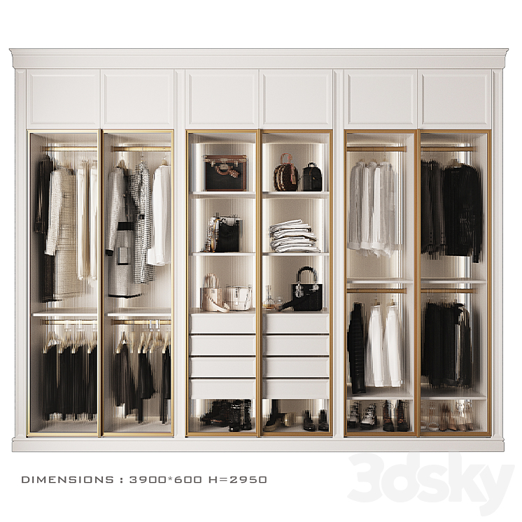 Wardrobe with glass doors_4 3DS Max Model - thumbnail 1