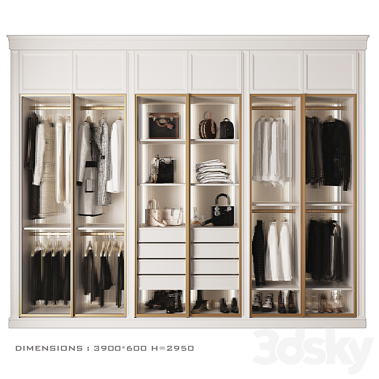 Wardrobe with glass doors_4 3DS Max - thumbnail 1