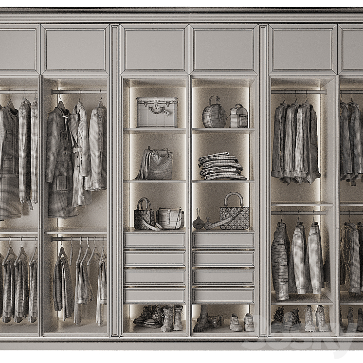 Wardrobe with glass doors_4 3DS Max - thumbnail 2