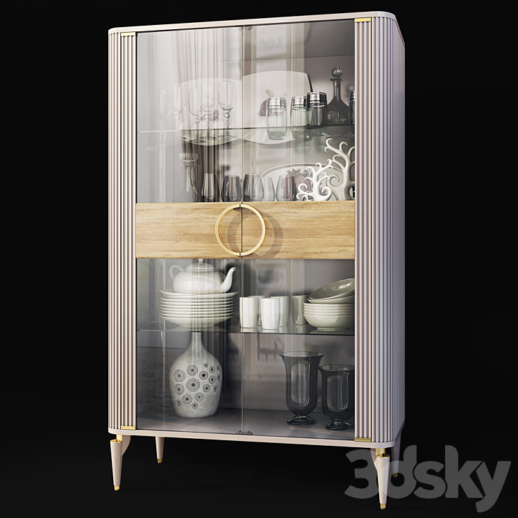 Wardrobe with glass showcase Art Deco Sanvito .Cabinet \/ showcase Bellona 3DS Max Model - thumbnail 1