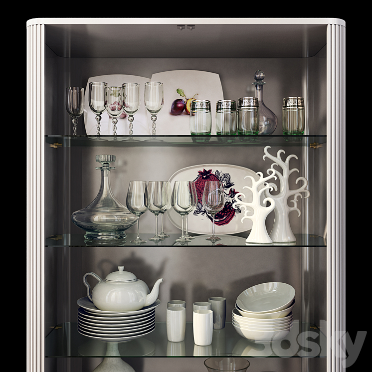 Wardrobe with glass showcase Art Deco Sanvito .Cabinet \/ showcase Bellona 3DS Max Model - thumbnail 2