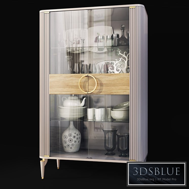 Wardrobe with glass showcase Art Deco Sanvito .Cabinet \/ showcase Bellona 3DS Max - thumbnail 3