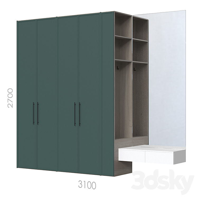 Wardrobes in the hallway 064. 3DS Max Model - thumbnail 1