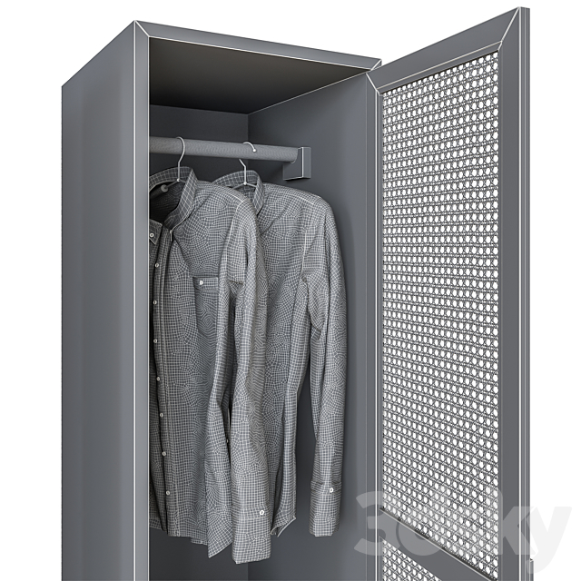 WASKA Wardrobe with hangers with 1 wicker door 3DS Max Model - thumbnail 4