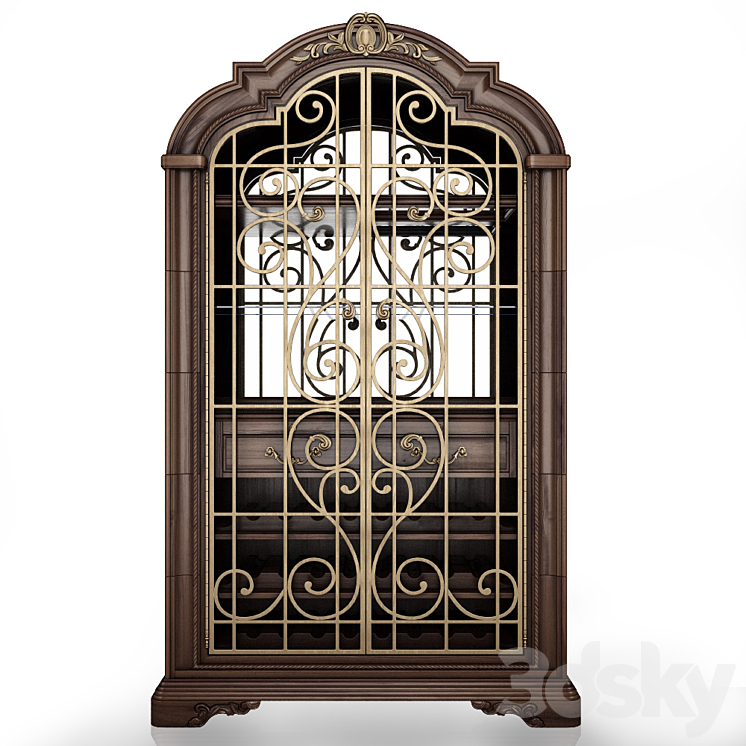 Wine cabinet Colette Wine Cabinet 3DS Max Model - thumbnail 1