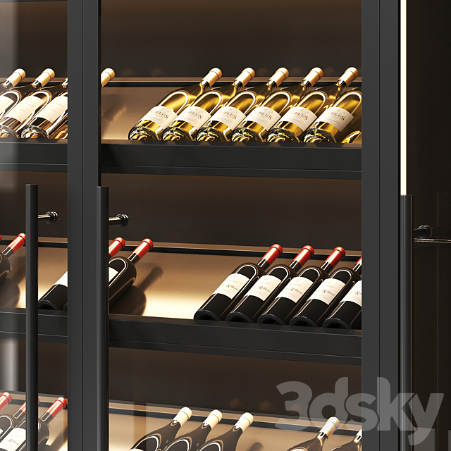 Wine cabinet with dishes and glasses 3ds Max - thumbnail 3