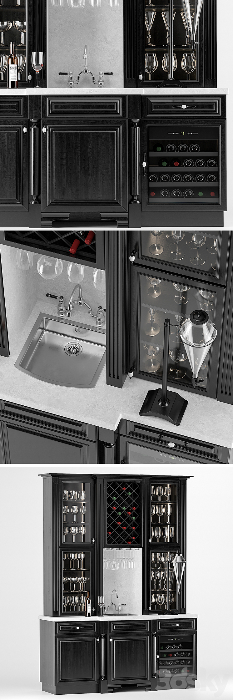 Wine cabinet with sink 3DS Max - thumbnail 2