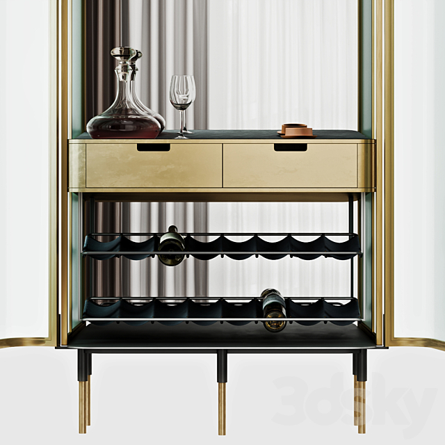 Wine cabinet_showcase. New Format Plano 3DS Max Model - thumbnail 3