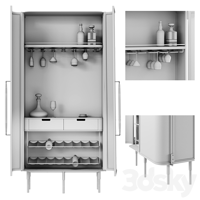 Wine cabinet_showcase. New Format Plano 3DS Max Model - thumbnail 4