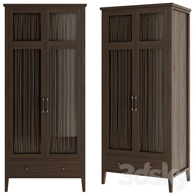 Wooden cabinet “Warm” with glass doors 3ds Max - thumbnail 1