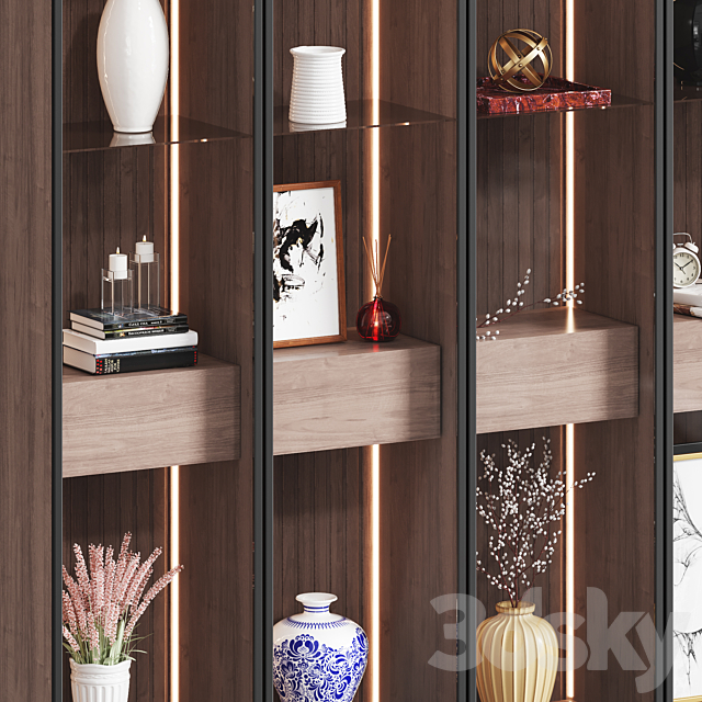 Wooden cabinet with decor 3DSMax File - thumbnail 4