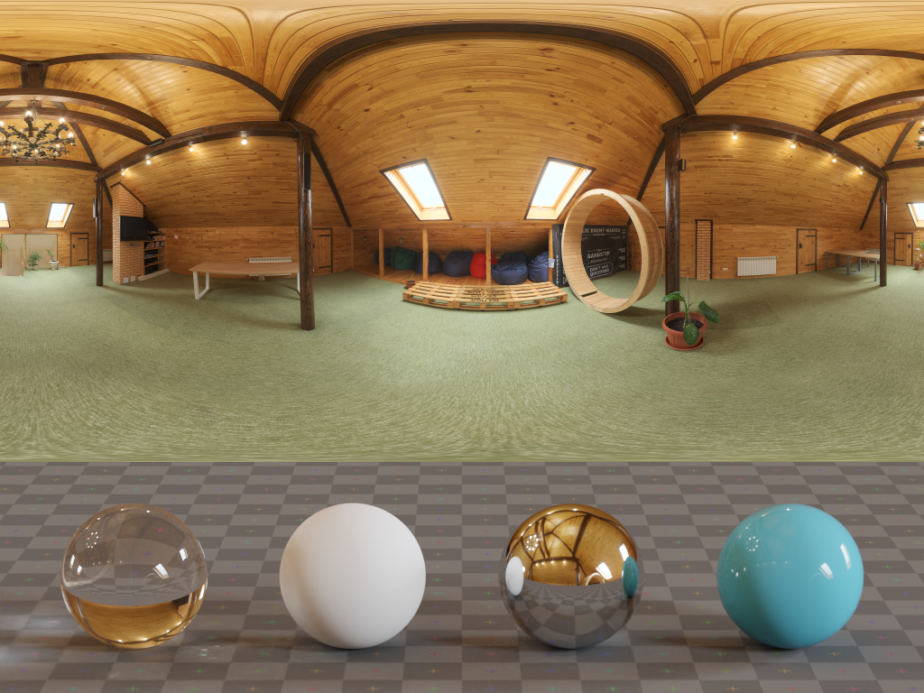 HDRI – Pine Attic – artificial light - thumbnail 3