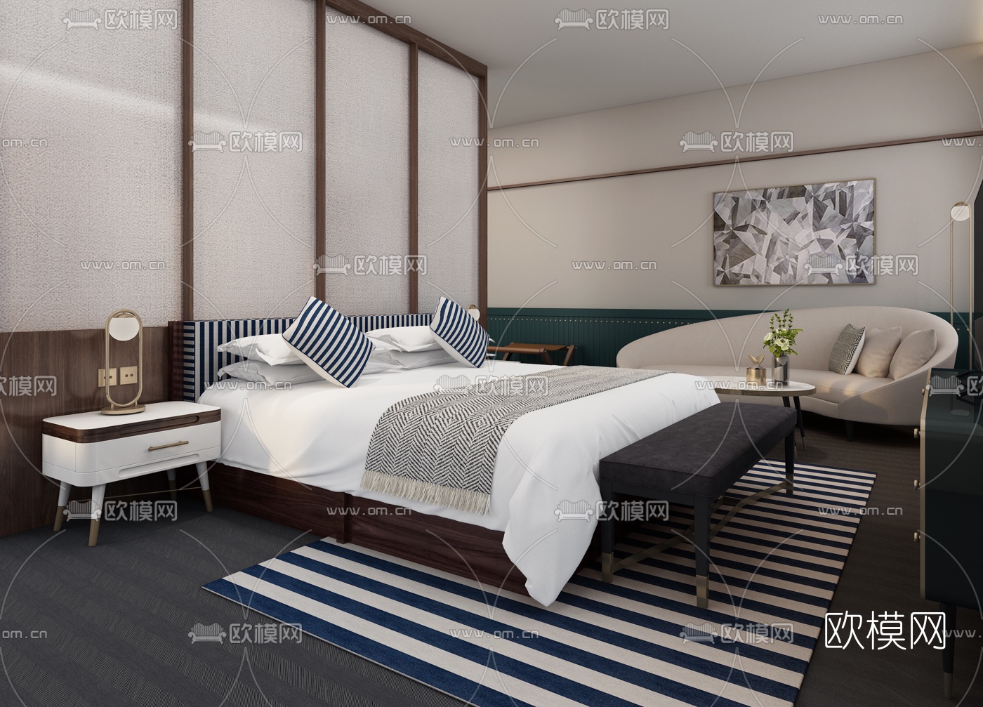 Hotel Room – Bedroom For Hotel 3D Models – 001 - thumbnail 1