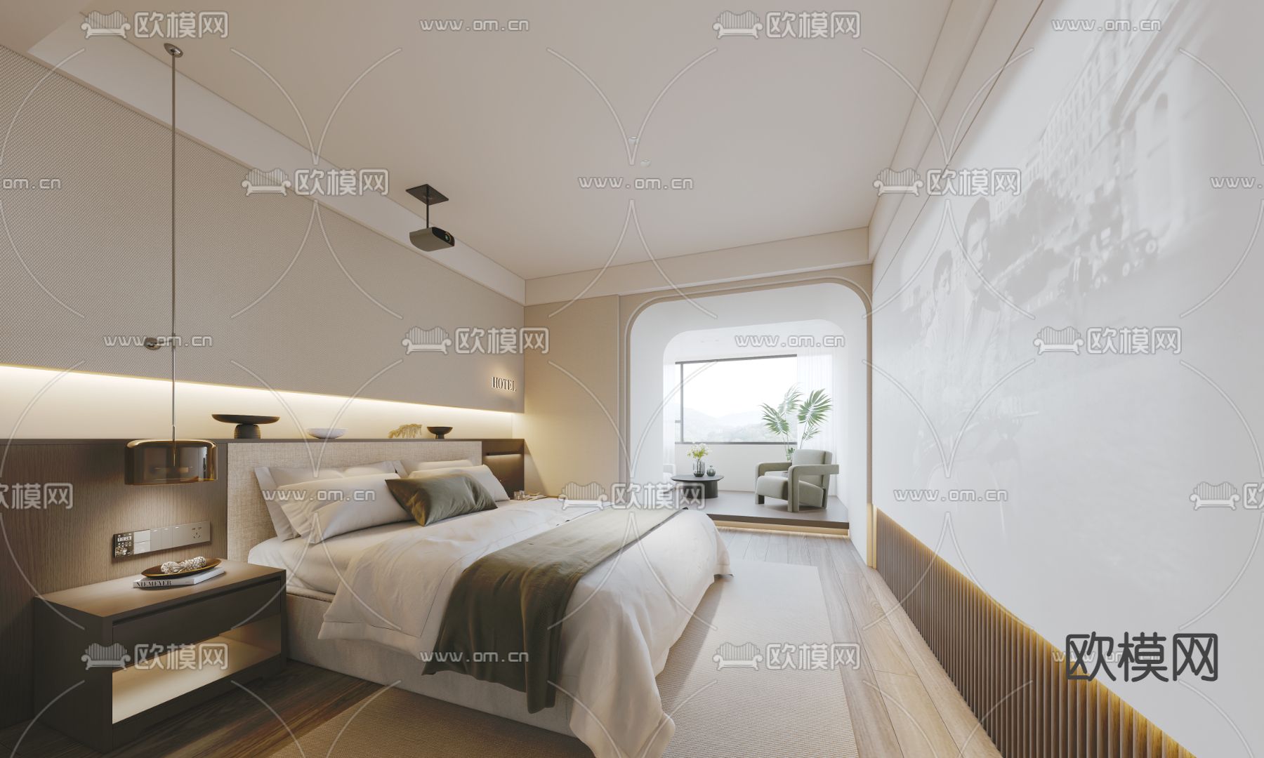 Hotel Room – Bedroom For Hotel 3D Models – 003 - thumbnail 1