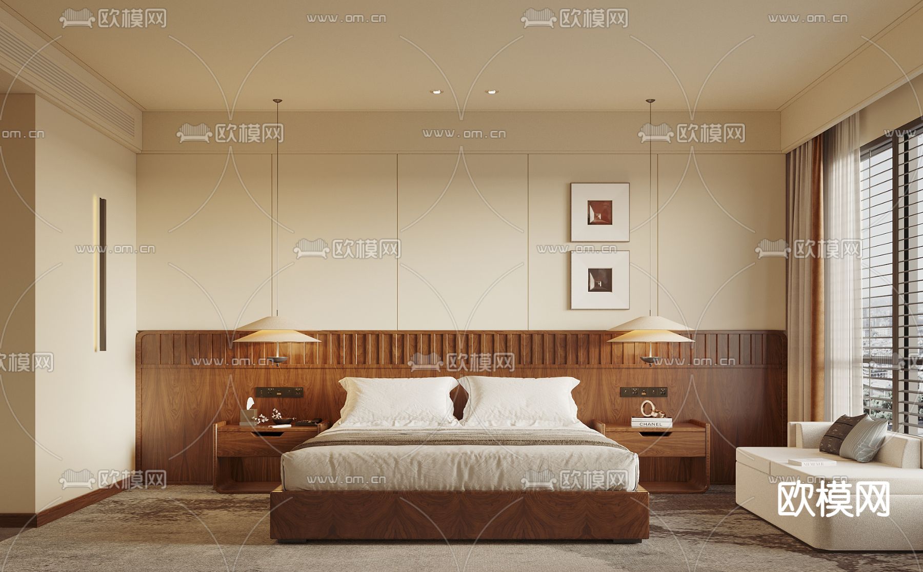 Hotel Room – Bedroom For Hotel 3D Models – 010 - thumbnail 1