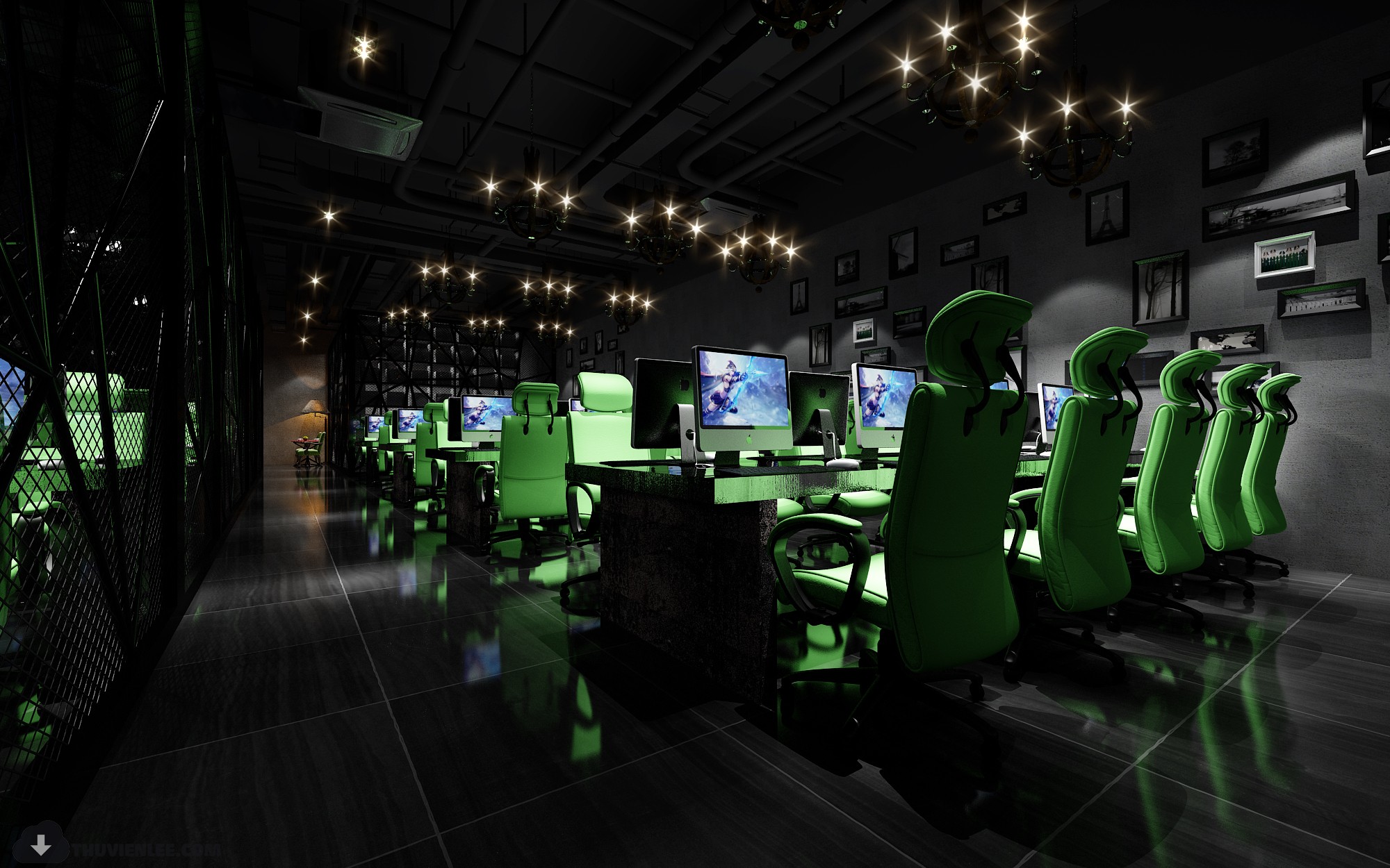 PUBLIC COMMERCE SPACE 3D MODEL – INTERNET CAFÉ MODELS – 43 - thumbnail 1