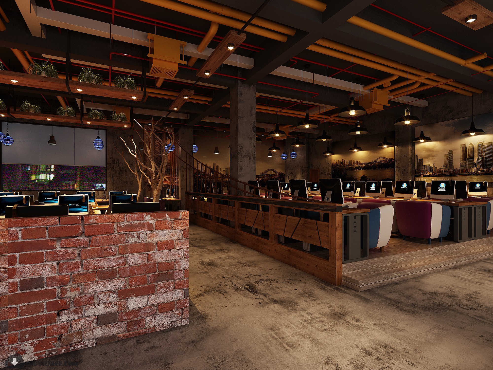 PUBLIC COMMERCE SPACE 3D MODEL – INTERNET CAFÉ MODELS – 45 - thumbnail 1