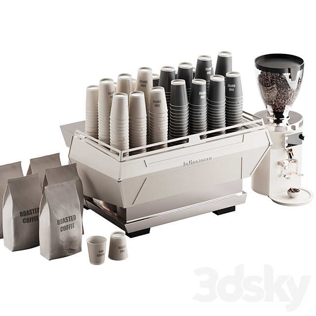 472 La Marzocco coffee machine & Mahlkonig coffee grinder kit 3DS Max Model - thumbnail 4