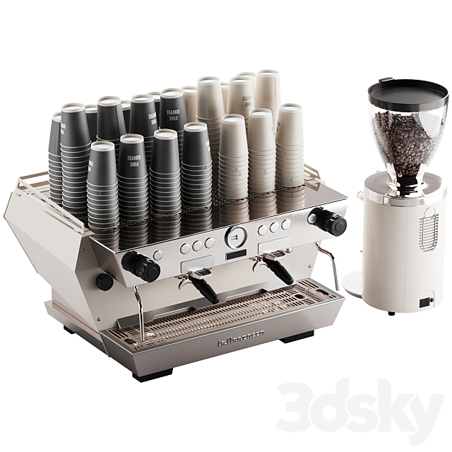 472 La Marzocco coffee machine & Mahlkonig coffee grinder kit 3DS Max Model - thumbnail 5