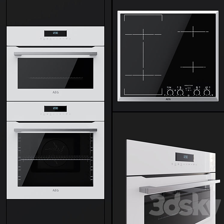 AEG – an oven BCR742350W a compact oven KMR761000W and a hob IKK64545XB 3DS Max - thumbnail 1