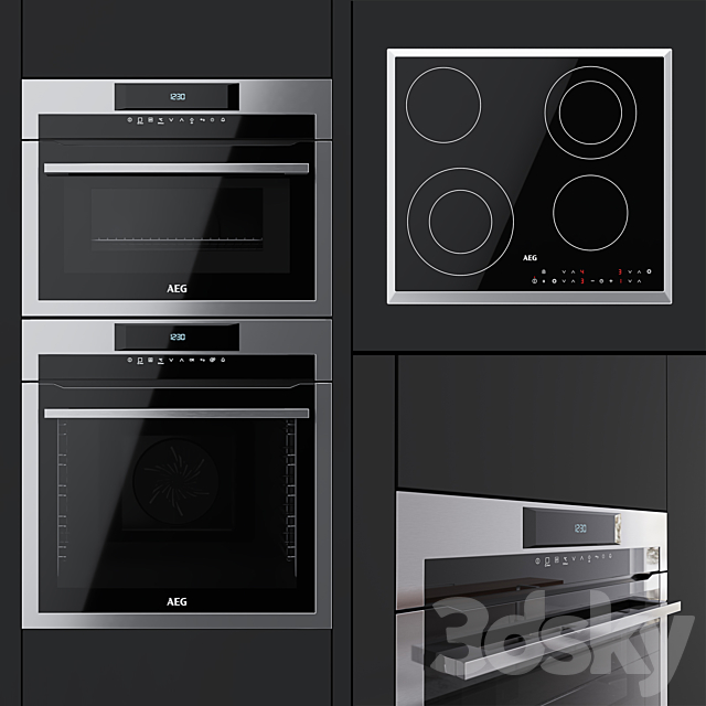 AEG – an oven BPM742320M. a compact oven KMM761000M and a hob HK563402XB 3DSMax File - thumbnail 1