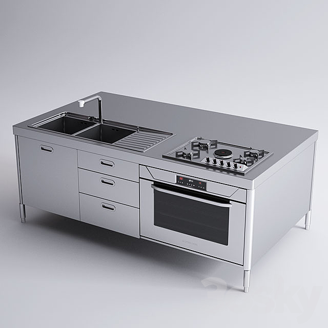 Alpes Inox Kitchen Island 3ds Max - thumbnail 1