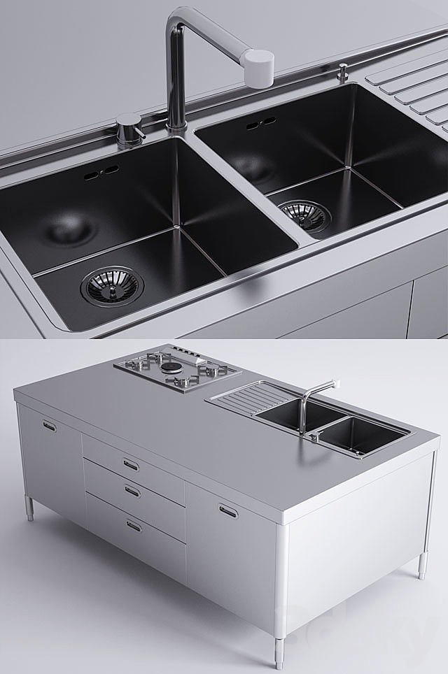 Alpes Inox Kitchen Island 3ds Max - thumbnail 2