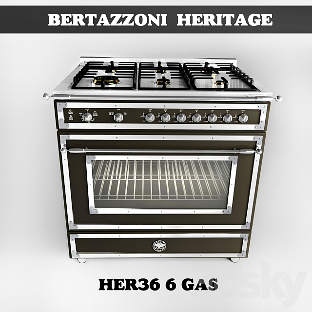 Bertazzoni Heritage HER36_6_GAS NE 3DS Max Model - thumbnail 1