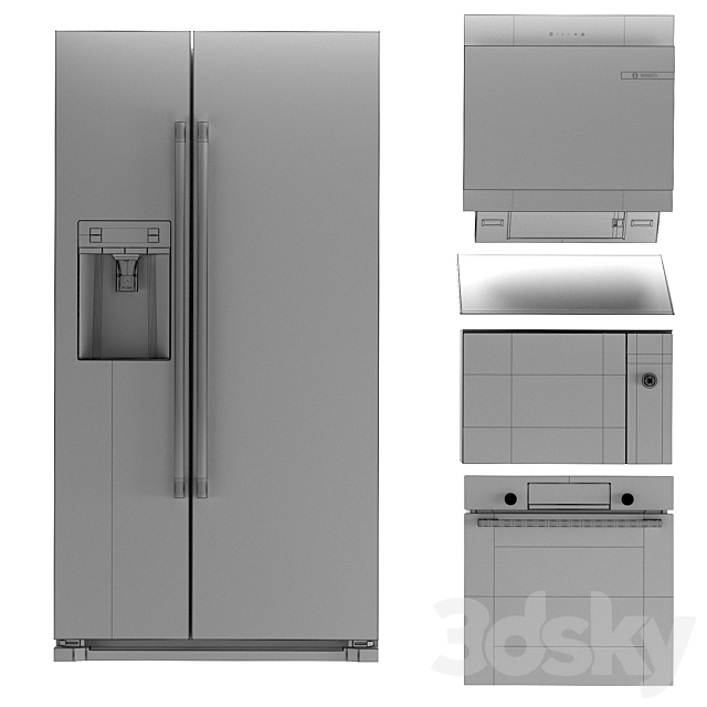 BOSCH 6 kitchen appliances set 3DS Max Model - thumbnail 7