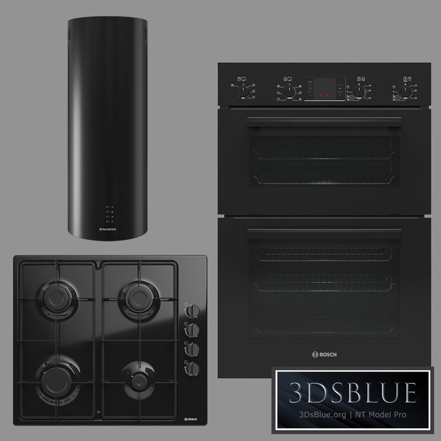 BOSCH and MAUNFELD home appliances collection (black) 3DS Max - thumbnail 3