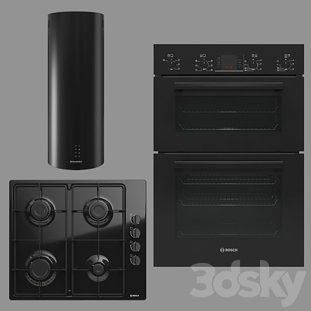 BOSCH and MAUNFELD home appliances collection (black) 3DSMax File - thumbnail 1