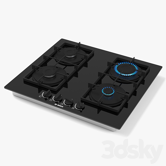 BOSCH gas hob PNP6B6B80 Serie 4 3ds Max - thumbnail 1