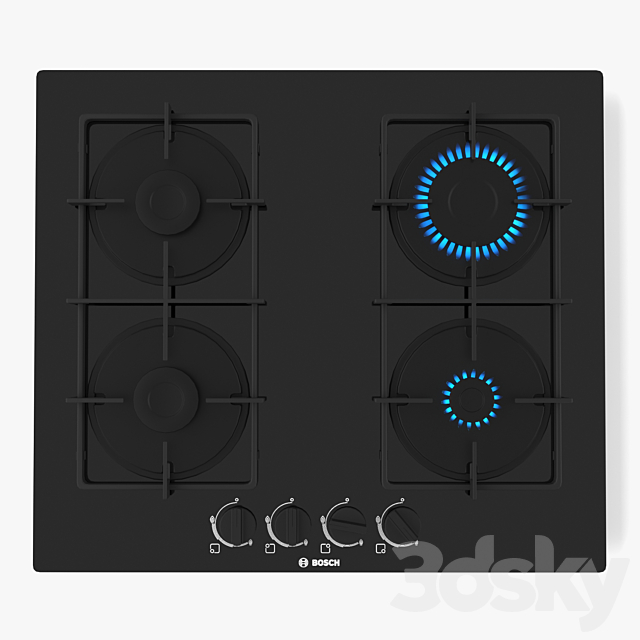 BOSCH gas hob PNP6B6B80 Serie 4 3ds Max - thumbnail 2