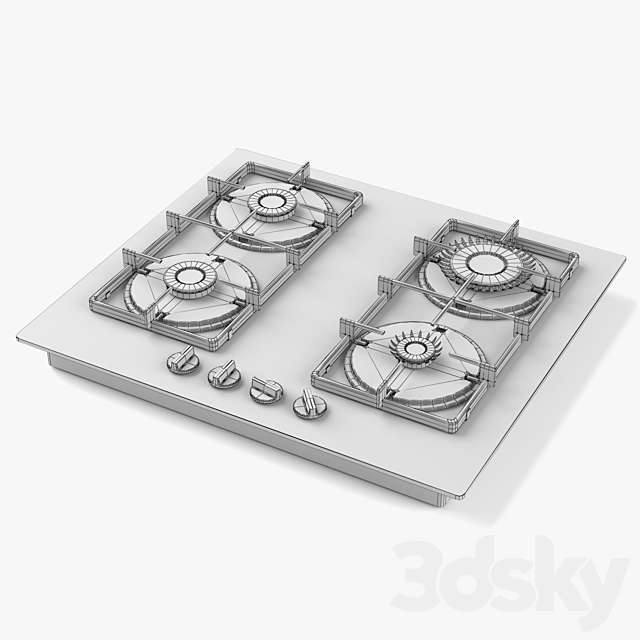 BOSCH gas hob PNP6B6B80 Serie 4 3ds Max - thumbnail 3