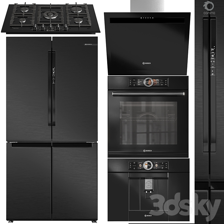 Bosch kitchen appliance Set01 3DS Max Model - thumbnail 3