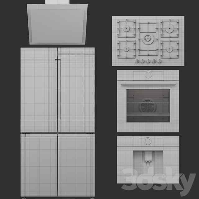 Bosch kitchen appliance Set01 3DS Max Model - thumbnail 7