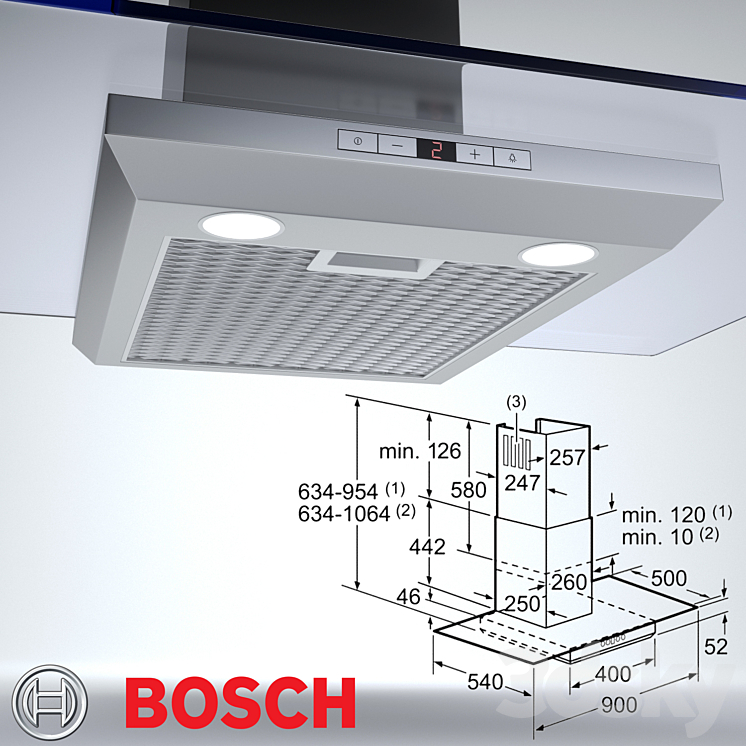 Bosch rangehood DWA09E850A 3DS Max - thumbnail 2