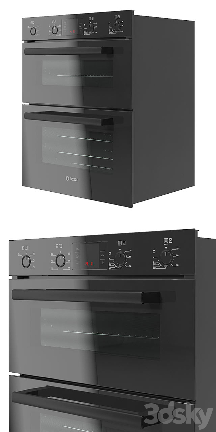 Bosch Serie 4 HBN43B260B Double Black Oven 3DS Max - thumbnail 2