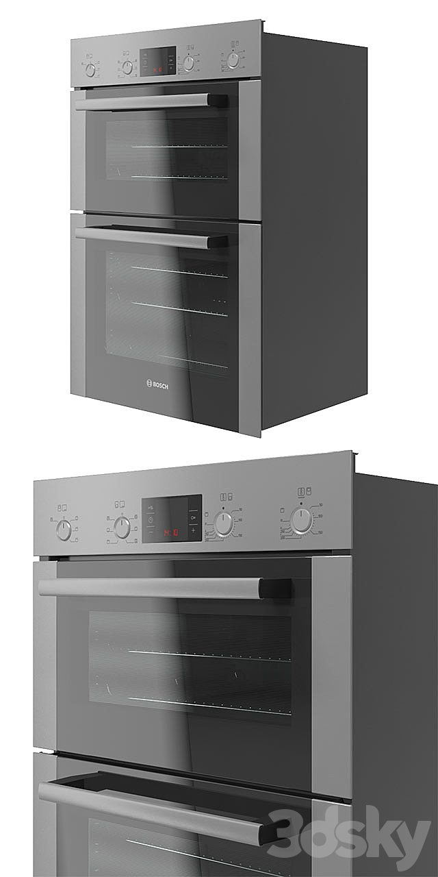 Bosch Serie6 HBM43B250B double oven from polished steel 3DSMax File - thumbnail 2