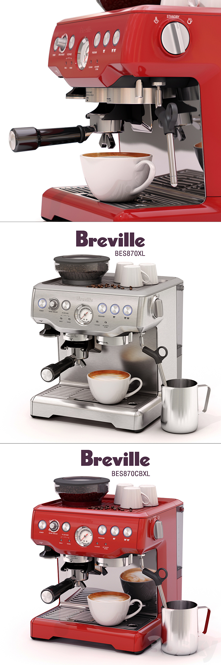 Breville Barista Express BES870XL \/ BES870CBXL 3DS Max - thumbnail 1