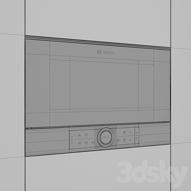 Built-in microwave BFL634GS1B brushed steel Serie 8 3DS Max Model - thumbnail 3