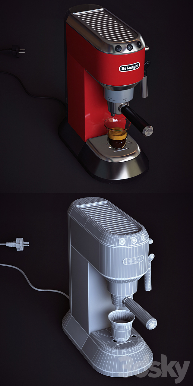 Carob coffee maker Delonghi EC 680 R 3ds Max - thumbnail 2