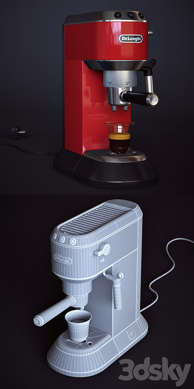 Carob coffee maker Delonghi EC 680 R 3ds Max - thumbnail 3