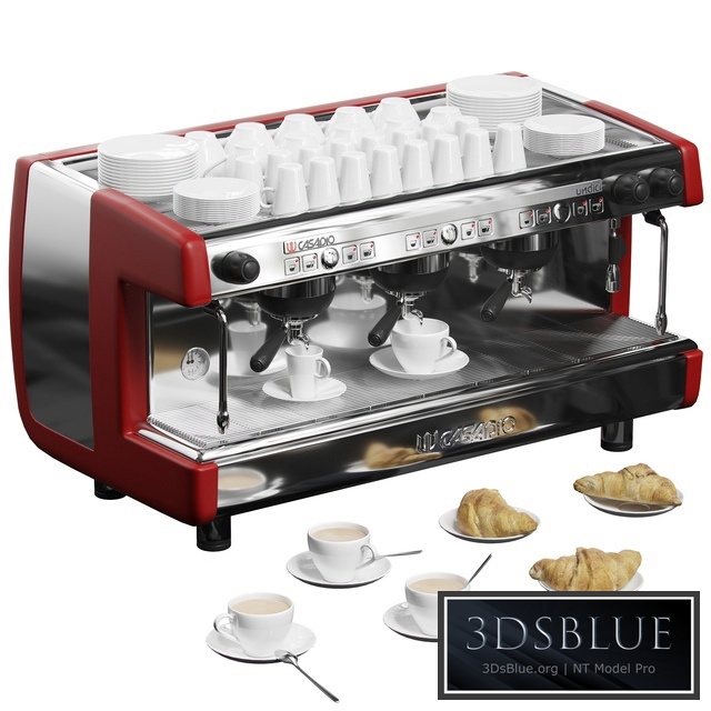 Casadio Undici A3 coffee machine with croissants 3DS Max - thumbnail 3