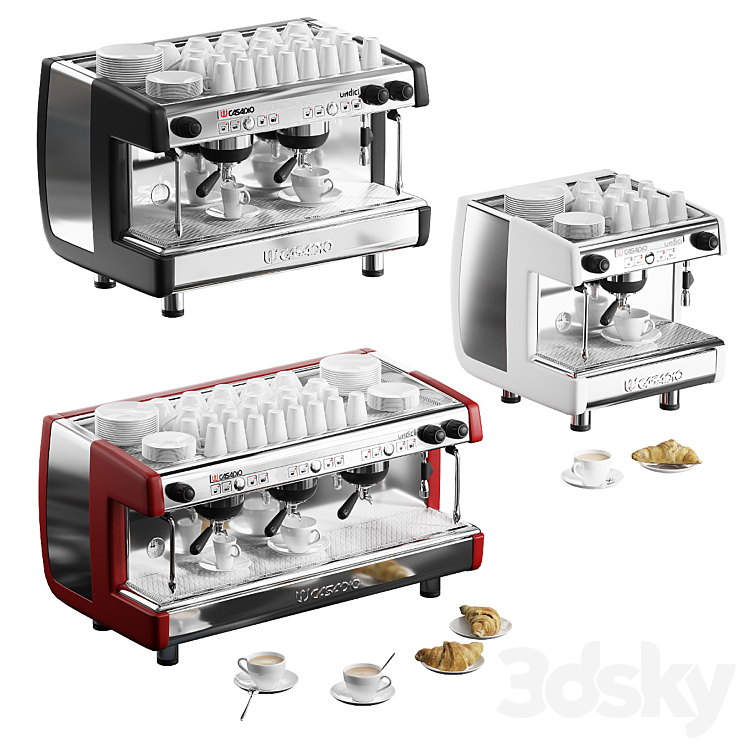 Casadio Undici coffee machines with croissants. 3 models 3DS Max - thumbnail 1