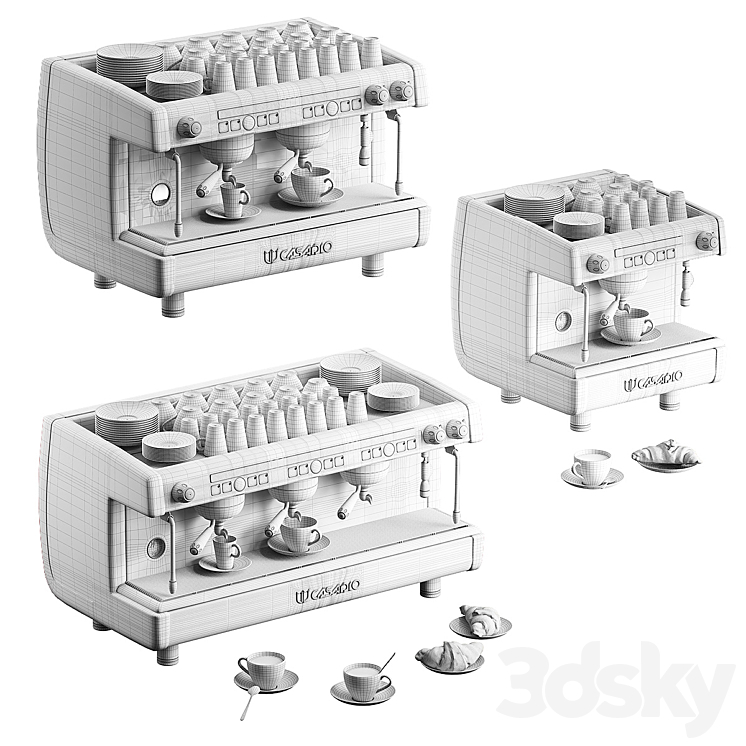 Casadio Undici coffee machines with croissants. 3 models 3DS Max - thumbnail 2