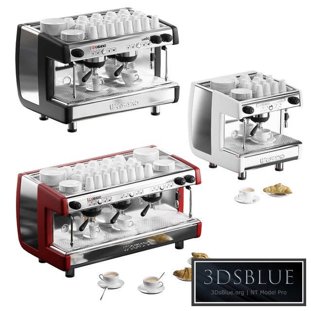 Casadio Undici coffee machines with croissants. 3 models 3DS Max - thumbnail 3