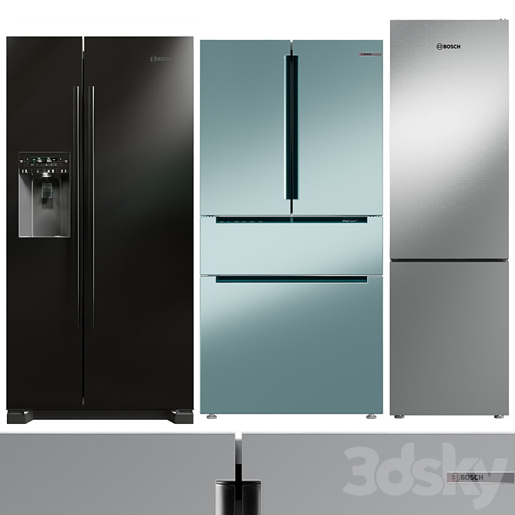 Collection Refrigerator Bosch set 01 3DS Max Model - thumbnail 3