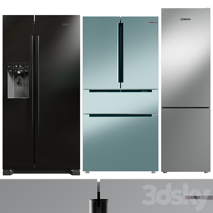 Collection Refrigerator Bosch set 01 3DS Max - thumbnail 1