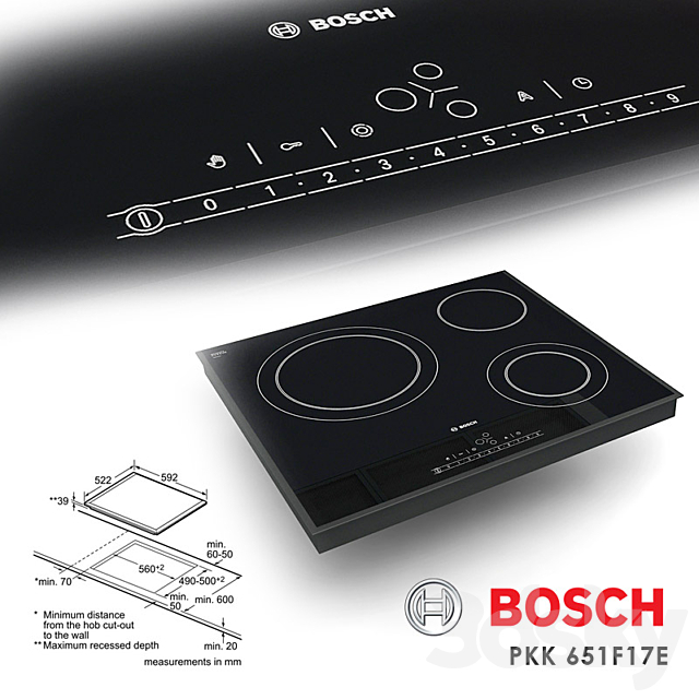 Cooktop Bosch PKK 651F17E 3ds Max - thumbnail 1